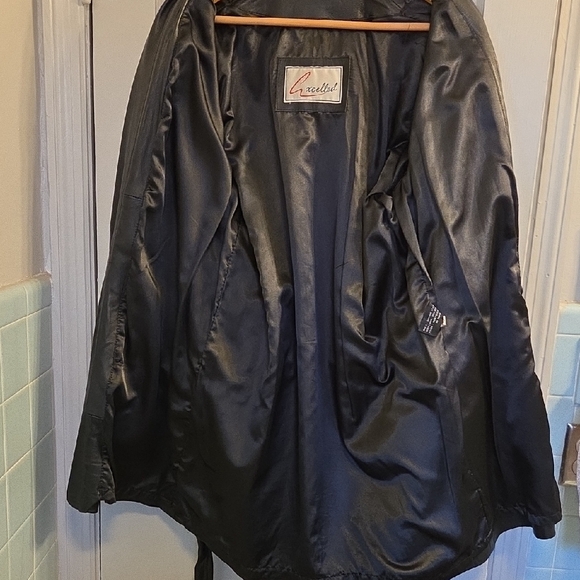 Excelled Sleek Black Leather Women's Coat XL - Picture 9 of 11